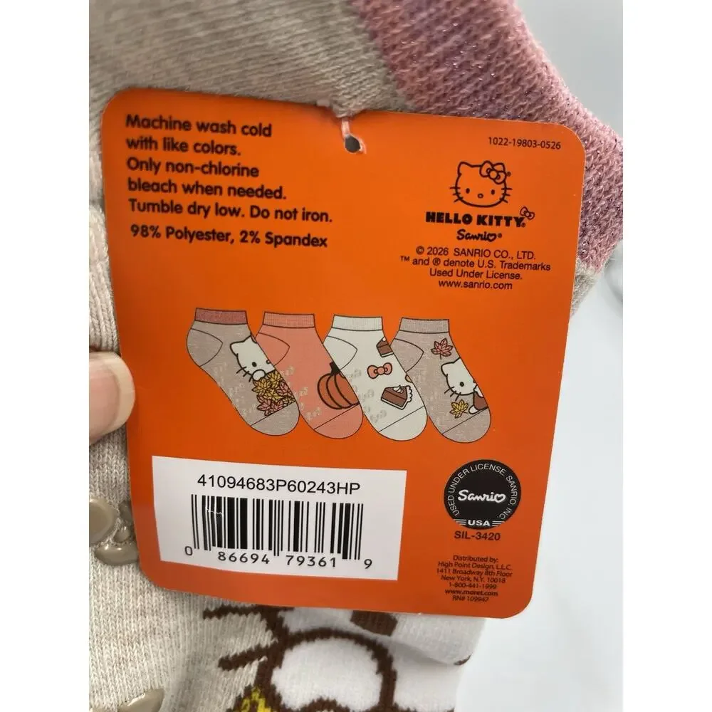 Hello Kitty 2026 Fall Harvest Womens 4 Pair Size 4-10 Socks NEW With Tags